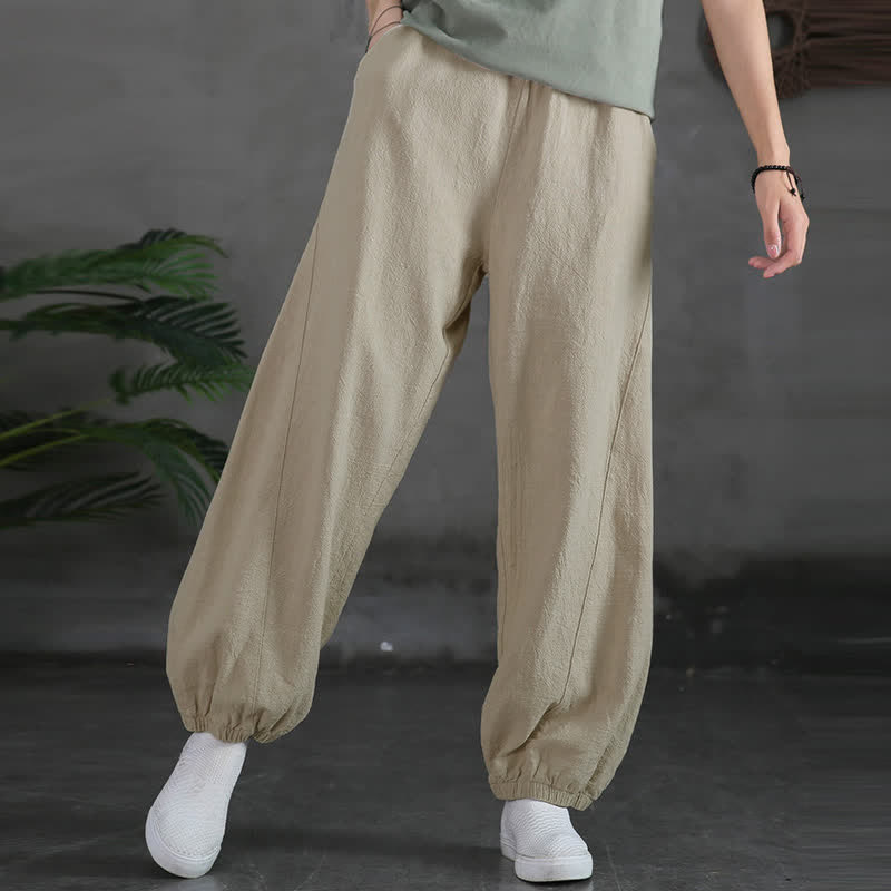 Pantalon pour femme en lin et coton ramie uni couleur Buddha Stones avec poches - image 14