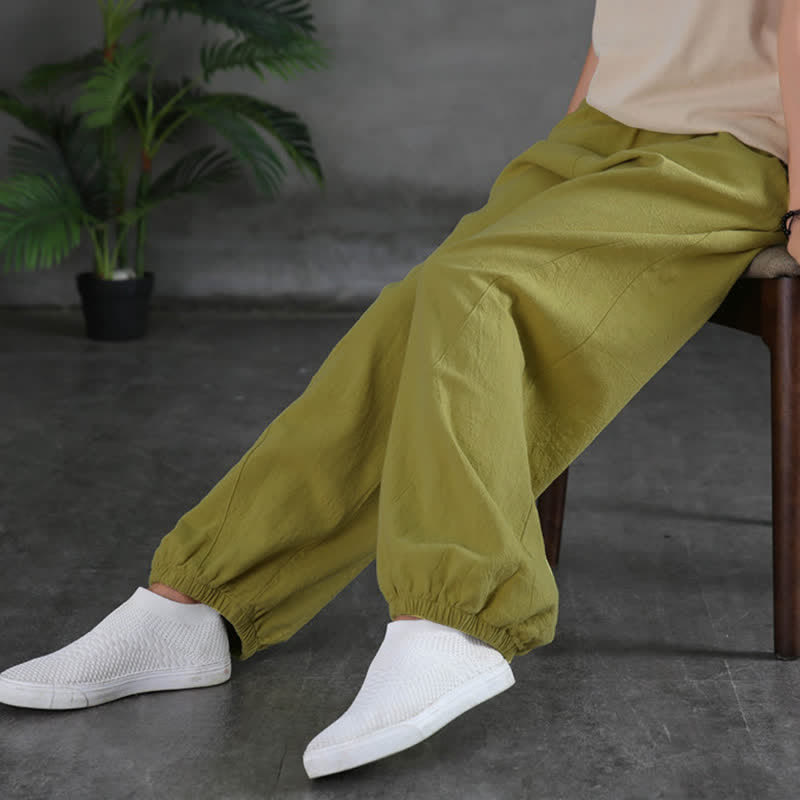 Pantalon pour femme en lin et coton ramie uni couleur Buddha Stones avec poches - image 23