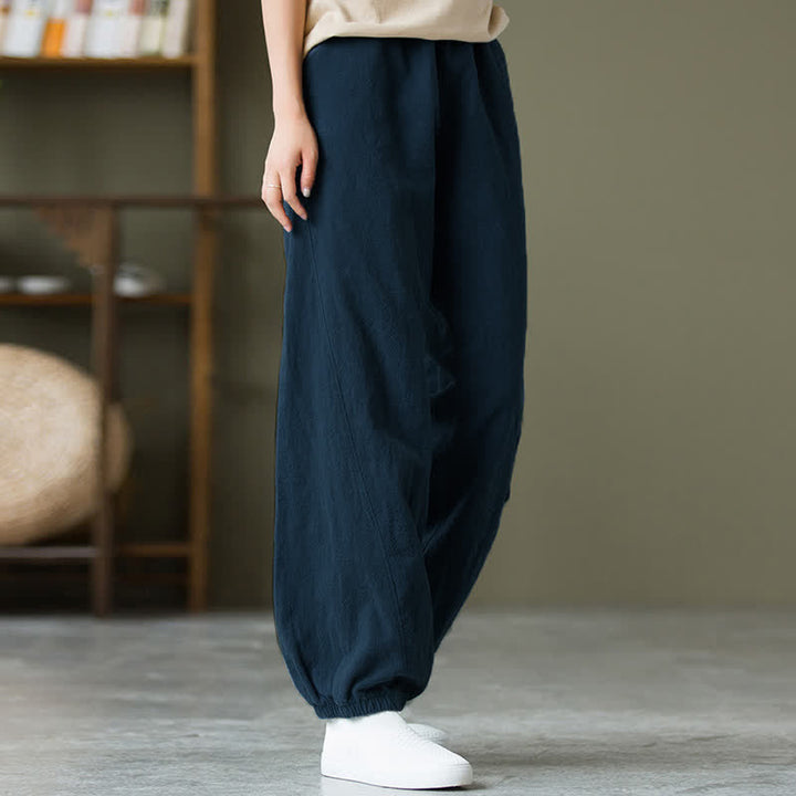 Pantalon pour femme en lin et coton ramie uni couleur Buddha Stones avec poches - image 48