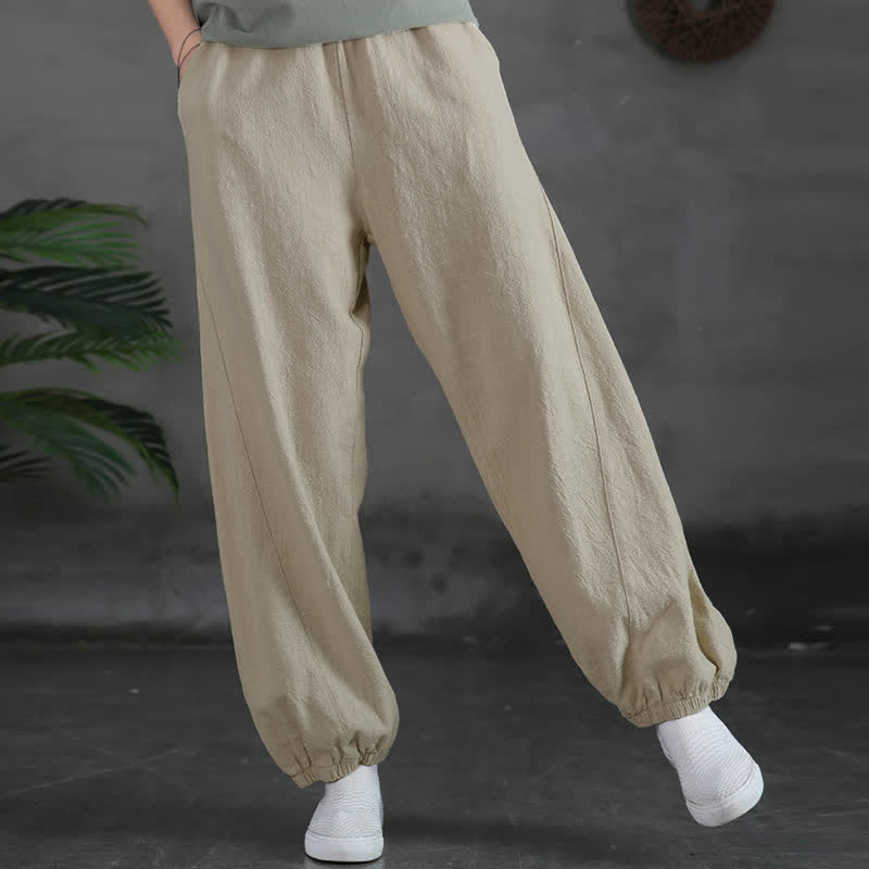 Pantalon pour femme en lin et coton ramie uni couleur Buddha Stones avec poches - image 16