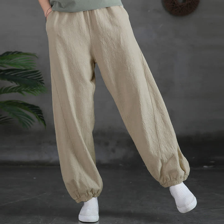Pantalon pour femme en lin et coton ramie uni couleur Buddha Stones avec poches - image 16