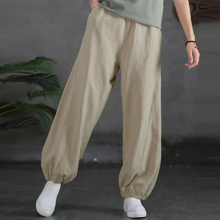 Pantalon pour femme en lin et coton ramie uni couleur Buddha Stones avec poches - image 14