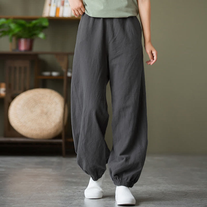 Pantalon pour femme en lin et coton ramie uni couleur Buddha Stones avec poches - image 5
