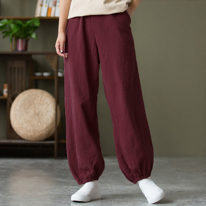 Pantalon pour femme en lin et coton ramie uni couleur Buddha Stones avec poches - image 60