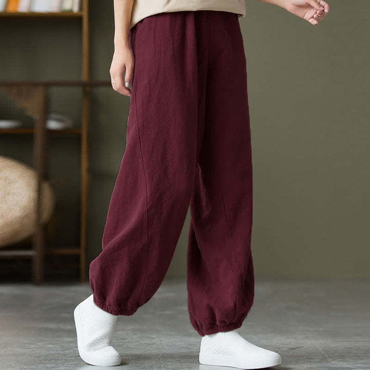 Pantalon pour femme en lin et coton ramie uni couleur Buddha Stones avec poches - image 62