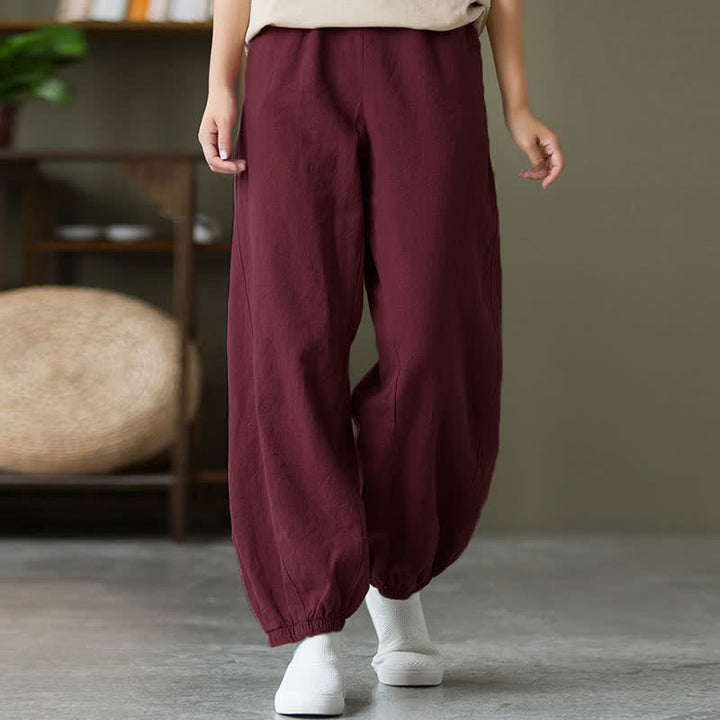 Pantalon pour femme en lin et coton ramie uni couleur Buddha Stones avec poches - image 59
