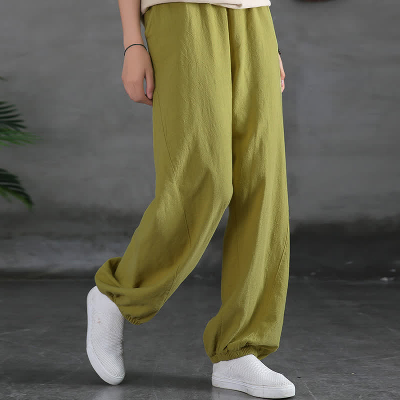 Pantalon pour femme en lin et coton ramie uni couleur Buddha Stones avec poches - image 26