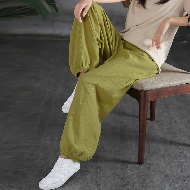Pantalon pour femme en lin et coton ramie uni couleur Buddha Stones avec poches - image 22