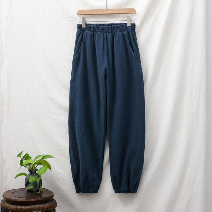 Pantalon pour femme en lin et coton ramie uni couleur Buddha Stones avec poches - image 55