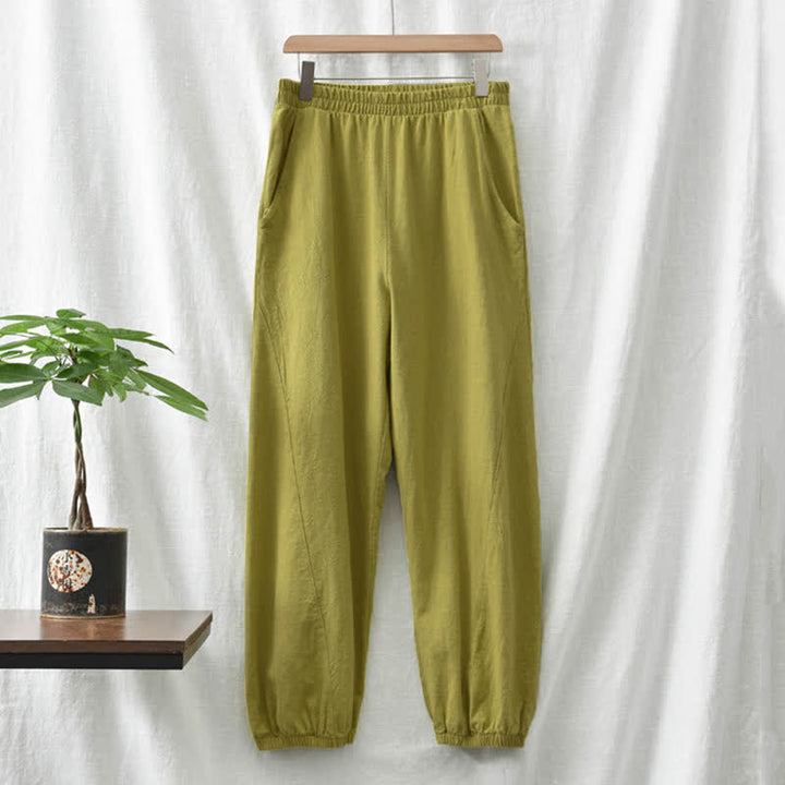 Pantalon pour femme en lin et coton ramie uni couleur Buddha Stones avec poches - image 27