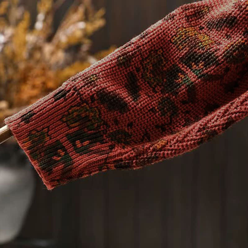 Sweat à capuche tricoté à manches longues pour femme, en coton, à rayures géométriques et fleurs, motif Buddha Stones Fall - image 7