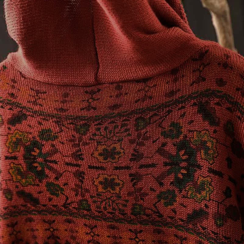 Sweat à capuche tricoté à manches longues pour femme, en coton, à rayures géométriques et fleurs, motif Buddha Stones Fall - image 6