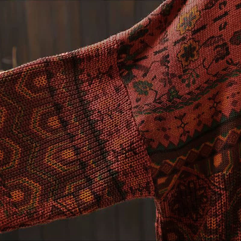 Sweat à capuche tricoté à manches longues pour femme, en coton, à rayures géométriques et fleurs, motif Buddha Stones Fall - image 8