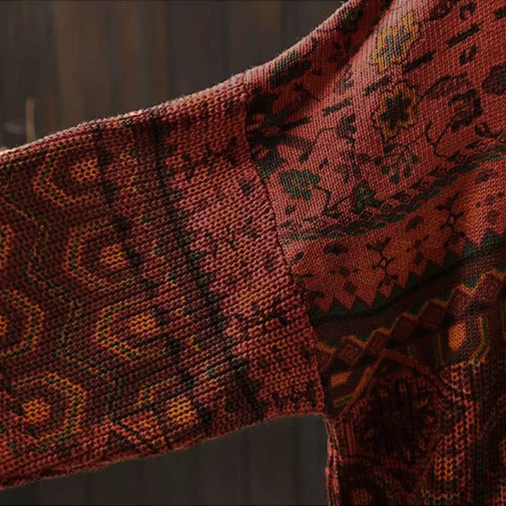 Sweat à capuche tricoté à manches longues pour femme, en coton, à rayures géométriques et fleurs, motif Buddha Stones Fall - image 8