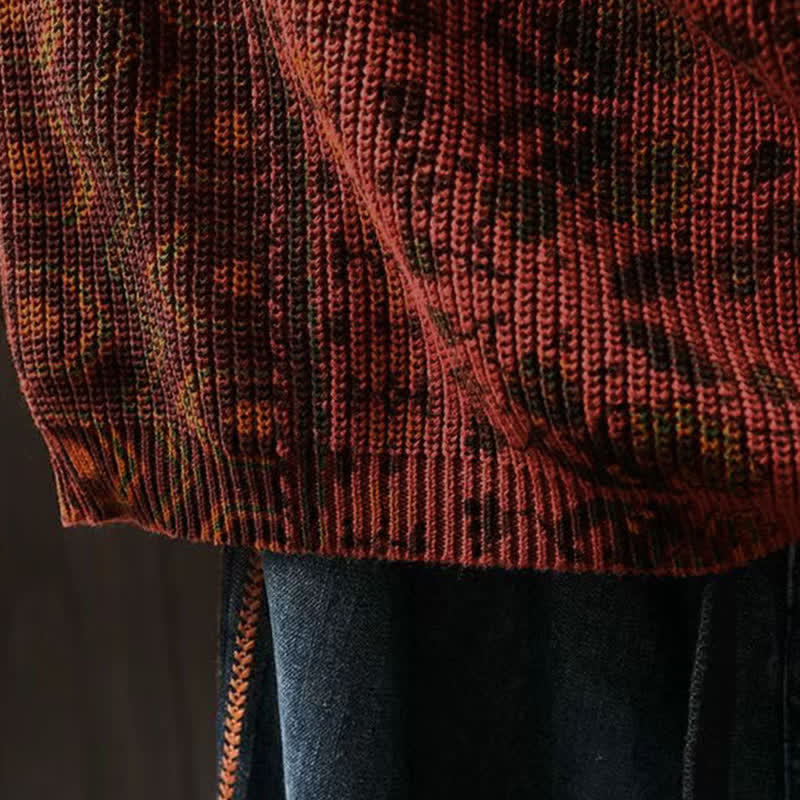 Sweat à capuche tricoté à manches longues pour femme, en coton, à rayures géométriques et fleurs, motif Buddha Stones Fall - image 9