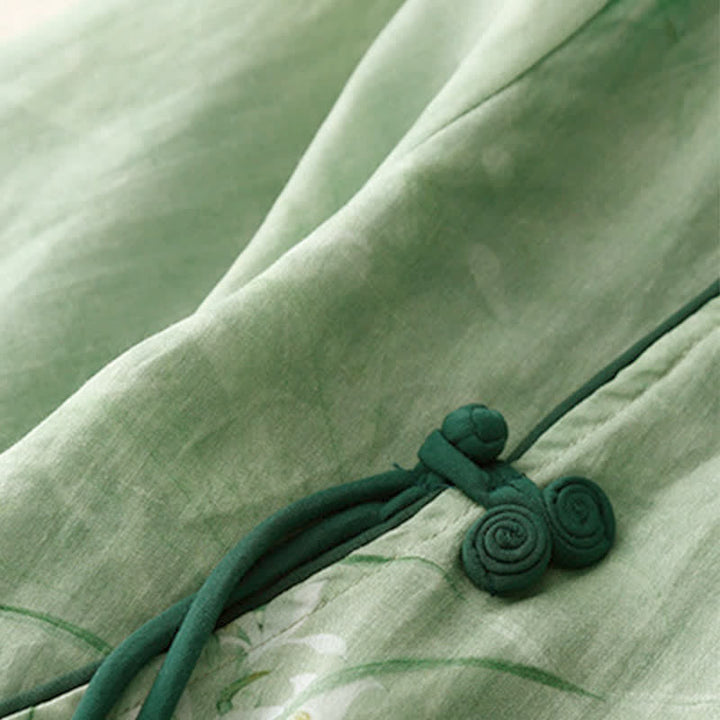 Buddha Stones Chemises à manches longues pour femmes, style vintage printemps-été, à boutons grenouille et motifs floraux - image 13