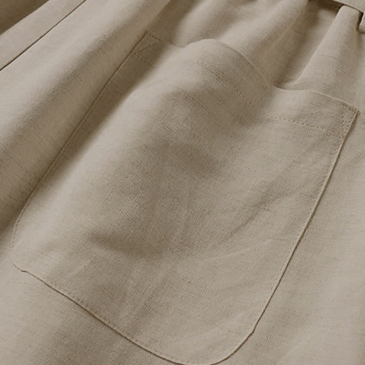 Pantalon d'été pour homme en coton et lin, à jambes larges, avec poches et fermeture éclair, taille élastique et motif Buddha Stones - image 7
