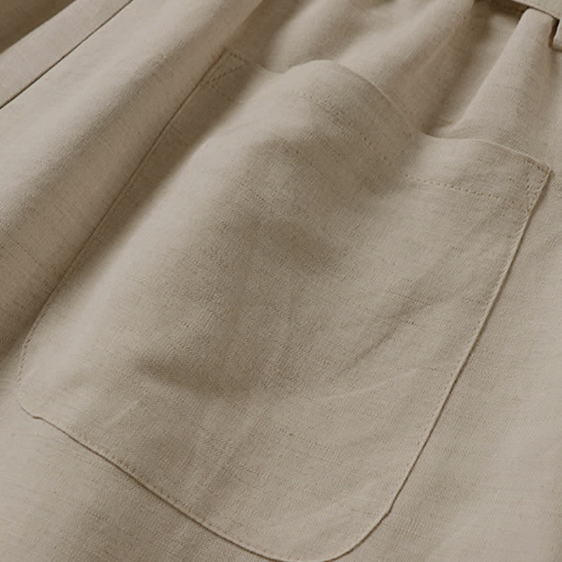 Pantalon d'été pour homme en coton et lin, à jambes larges, avec poches et fermeture éclair, taille élastique et motif Buddha Stones - image 7