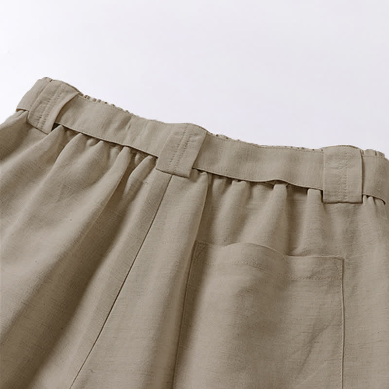 Pantalon d'été pour homme en coton et lin, à jambes larges, avec poches et fermeture éclair, taille élastique et motif Buddha Stones - image 5