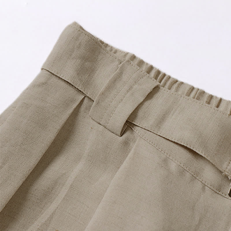 Pantalon d'été pour homme en coton et lin, à jambes larges, avec poches et fermeture éclair, taille élastique et motif Buddha Stones - image 6