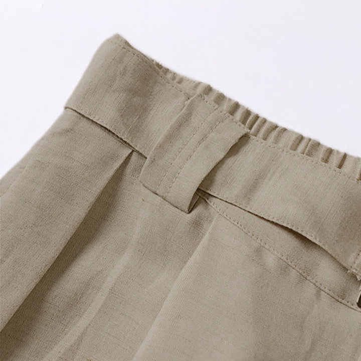 Pantalon d'été pour homme en coton et lin, à jambes larges, avec poches et fermeture éclair, taille élastique et motif Buddha Stones - image 6