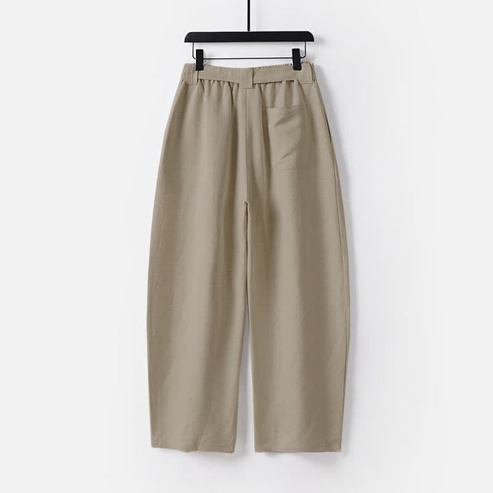 Pantalon d'été pour homme en coton et lin, à jambes larges, avec poches et fermeture éclair, taille élastique et motif Buddha Stones - image 1