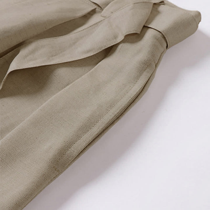 Pantalon d'été pour homme en coton et lin, à jambes larges, avec poches et fermeture éclair, taille élastique et motif Buddha Stones - image 4