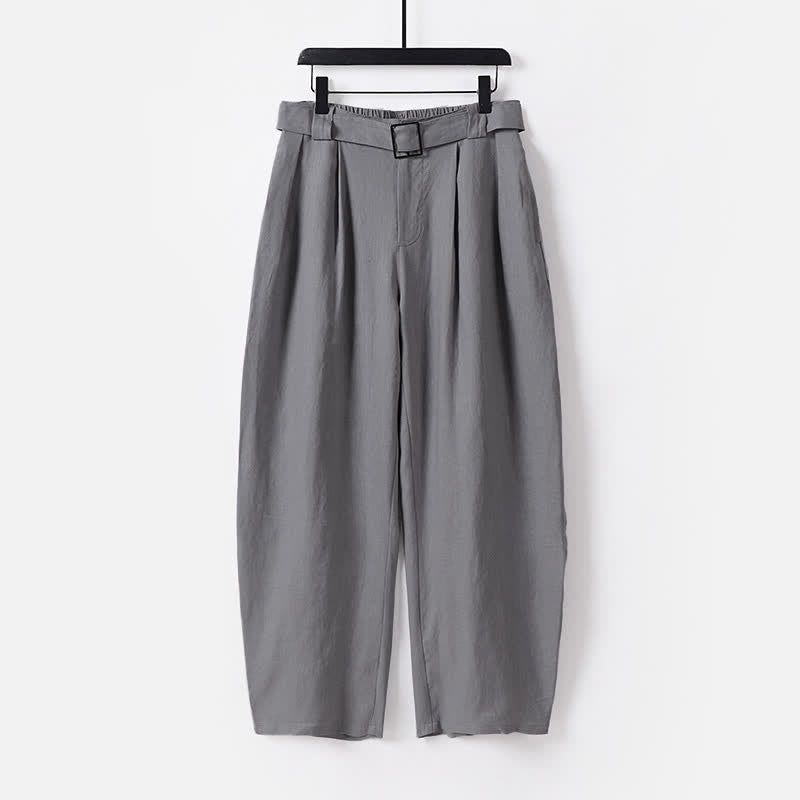 Pantalon d'été pour homme en coton et lin, à jambes larges, avec poches et fermeture éclair, taille élastique et motif Buddha Stones - Gris - US/UK/AU56，EU66 (9XL) - image 10