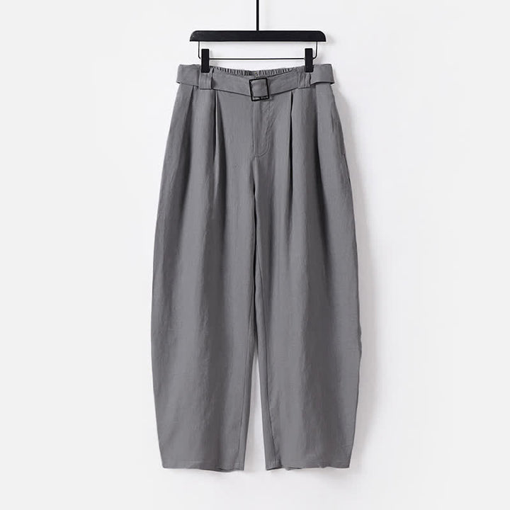 Pantalon d'été pour homme en coton et lin, à jambes larges, avec poches et fermeture éclair, taille élastique et motif Buddha Stones - Gris - US/UK/AU56，EU66 (9XL) - image 10