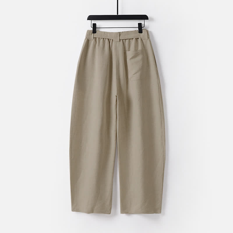 Pantalon d'été pour homme en coton et lin, à jambes larges, avec poches et fermeture éclair, taille élastique et motif Buddha Stones - image 1