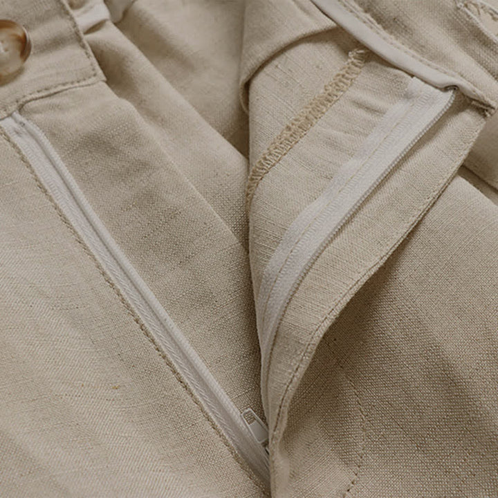 Pantalon d'été pour homme en coton et lin, à jambes larges, avec poches et fermeture éclair, taille élastique et motif Buddha Stones - image 3