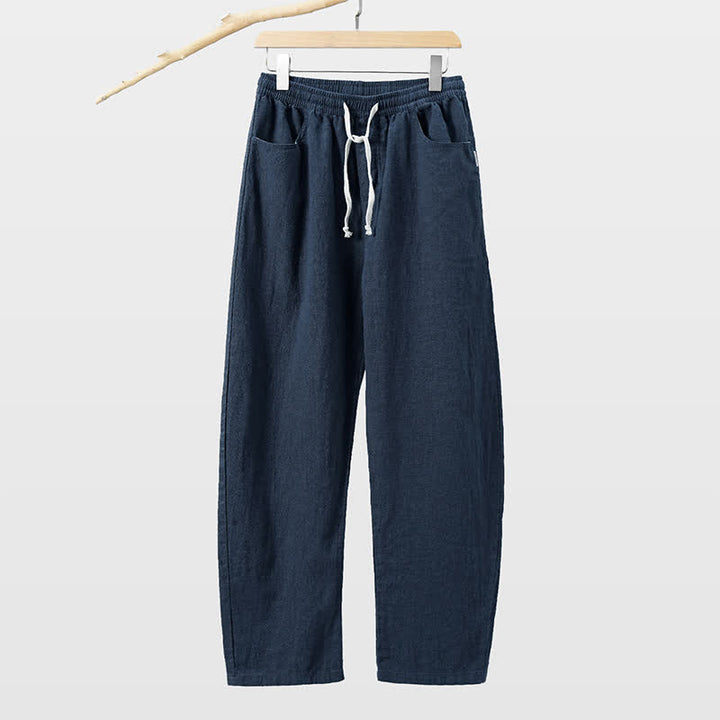 Buddha Stones Pantalon homme décontracté printemps-été à cordon de serrage, coupe droite, avec poches - Bleu nuit - US/UK/AU46，EU56 (5XL) - image 9