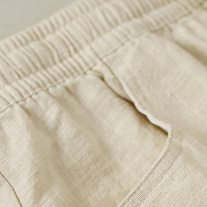 Buddha Stones Pantalon homme décontracté printemps-été à cordon de serrage, coupe droite, avec poches - image 1