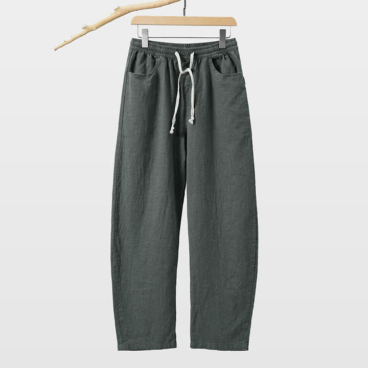 Buddha Stones Pantalon homme décontracté printemps-été à cordon de serrage, coupe droite, avec poches - Gris ardoise - US/UK/AU46，EU56 (5XL) - image 10