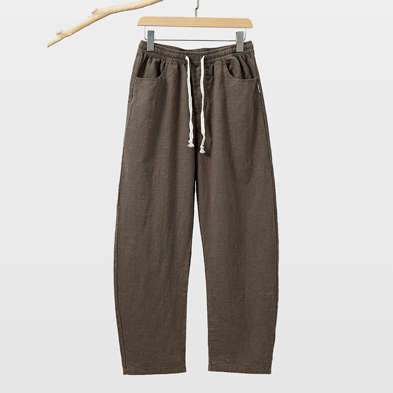 Buddha Stones Pantalon homme décontracté printemps-été à cordon de serrage, coupe droite, avec poches - SaddleBrown - US/UK/AU46，EU56 (5XL) - image 4
