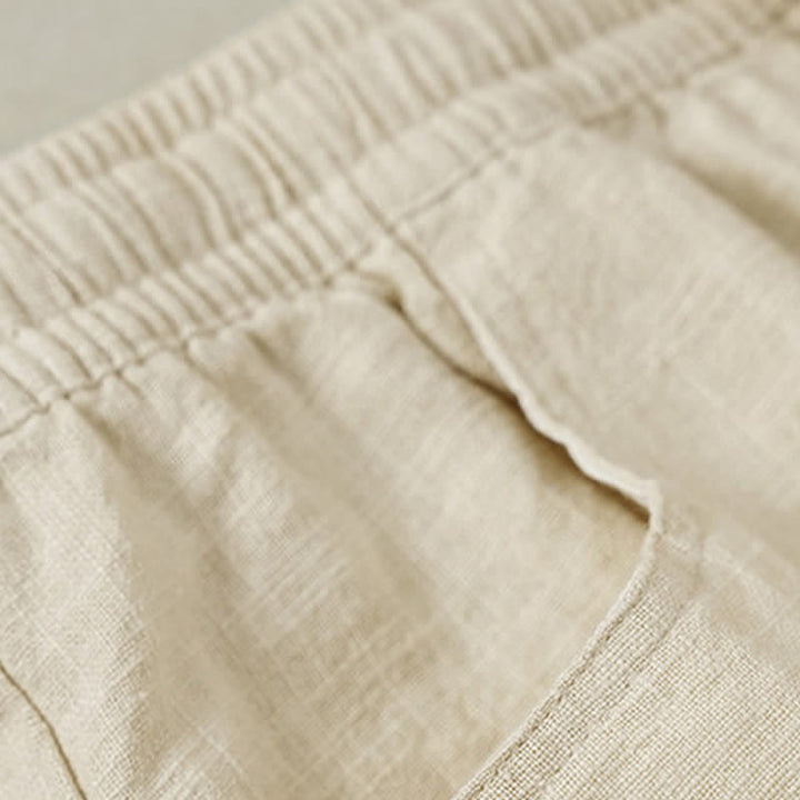 Buddha Stones Pantalon homme décontracté printemps-été à cordon de serrage, coupe droite, avec poches - image 1