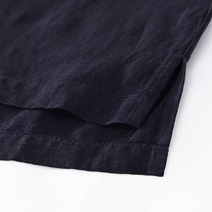 Buddha Stones Chemises d'été minimalistes décontractées à col zippé et manches courtes pour hommes - image 20