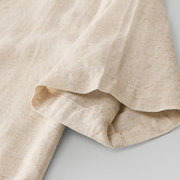 Buddha Stones Chemises d'été minimalistes décontractées à col zippé et manches courtes pour hommes - image 3