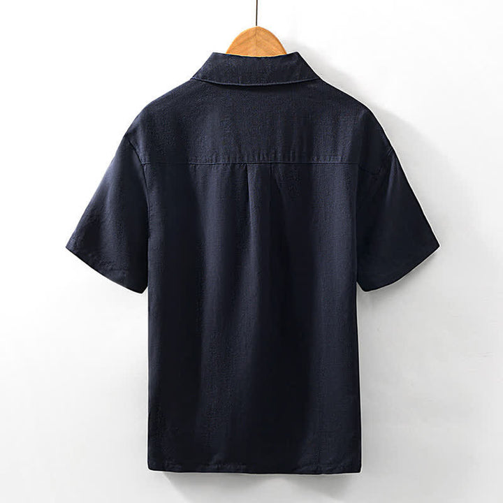 Buddha Stones Chemises d'été minimalistes décontractées à col zippé et manches courtes pour hommes - image 16