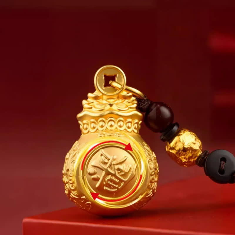 Buddha Stones Porte-clés « Faites fortune chaque jour » en cuivre doré, avec pièces de monnaie et symboles du zodiaque chinois - image 11