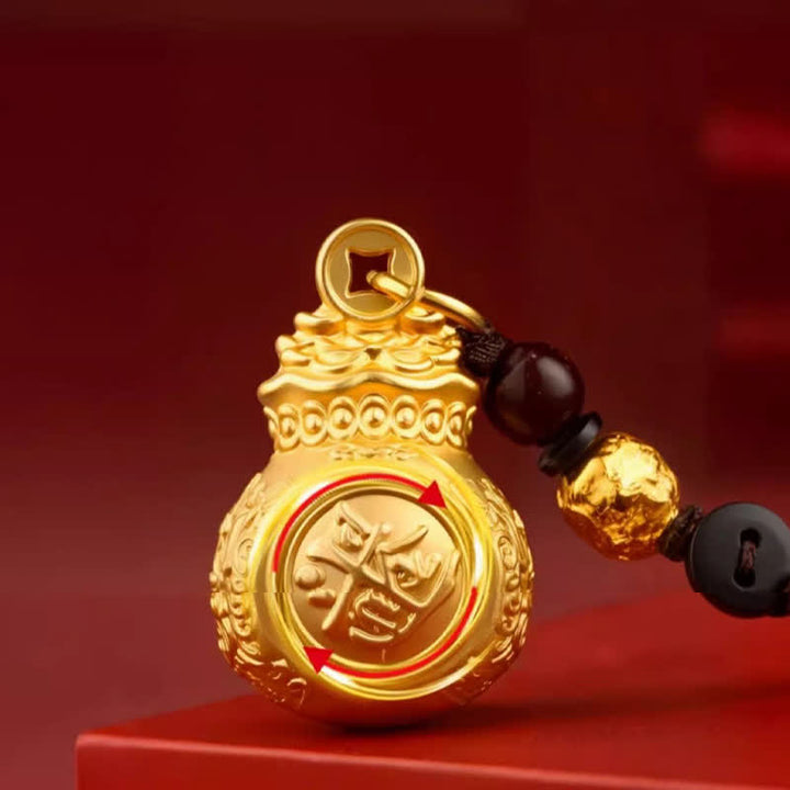 Buddha Stones Porte-clés « Faites fortune chaque jour » en cuivre doré, avec pièces de monnaie et symboles du zodiaque chinois - image 11
