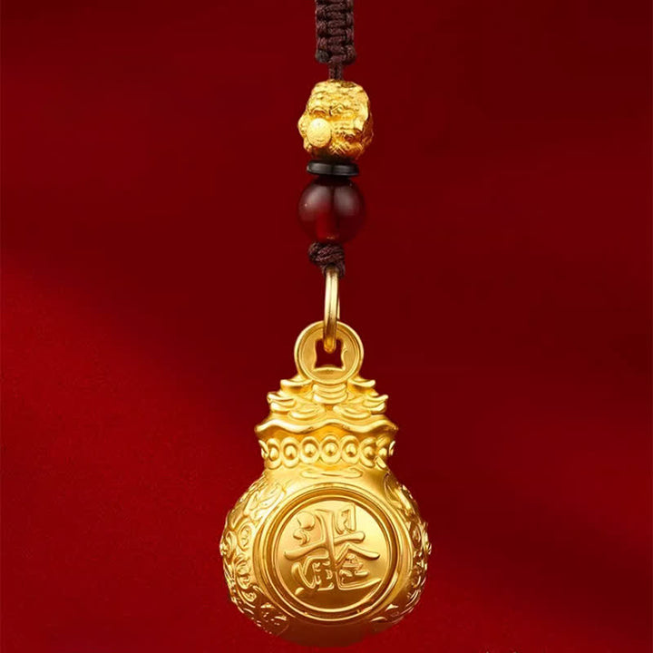Buddha Stones Porte-clés « Faites fortune chaque jour » en cuivre doré, avec pièces de monnaie et symboles du zodiaque chinois - image 2