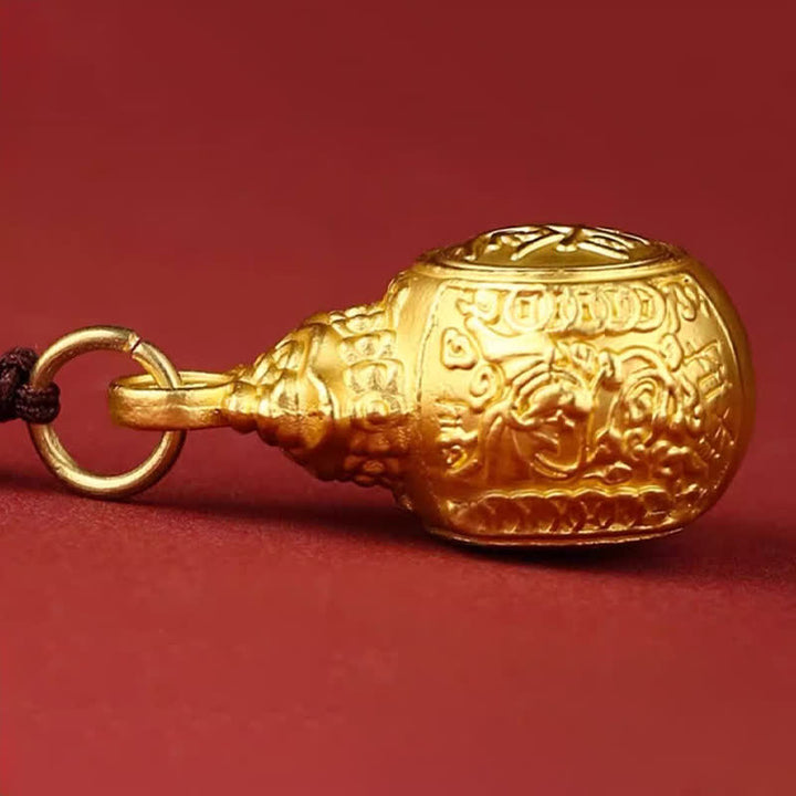 Buddha Stones Porte-clés « Faites fortune chaque jour » en cuivre doré, avec pièces de monnaie et symboles du zodiaque chinois - image 12