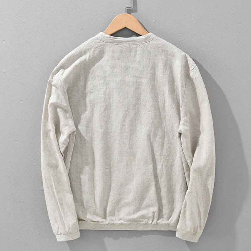Buddha Stones Veste homme unie à col mandarin, fermeture éclair, poches, style minimaliste et décontracté, idéale pour le printemps et l'été. - image 1