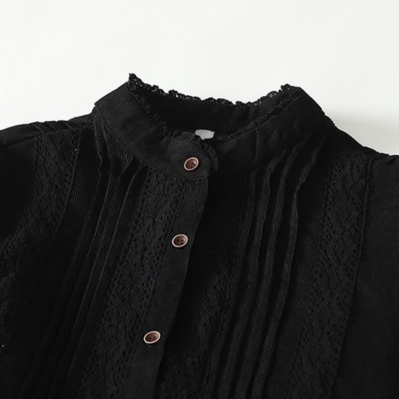 Buddha Stones Robe longue à manches longues pour femme, style Tang vintage, boutonnée, plissée et unie, avec poche, idéale pour le printemps et l'automne. - image 14