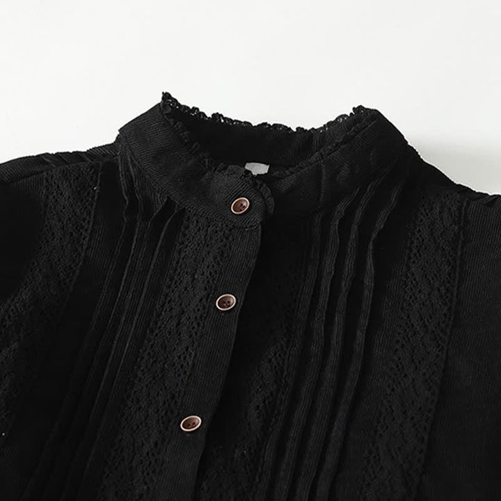 Buddha Stones Robe longue à manches longues pour femme, style Tang vintage, boutonnée, plissée et unie, avec poche, idéale pour le printemps et l'automne. - image 14