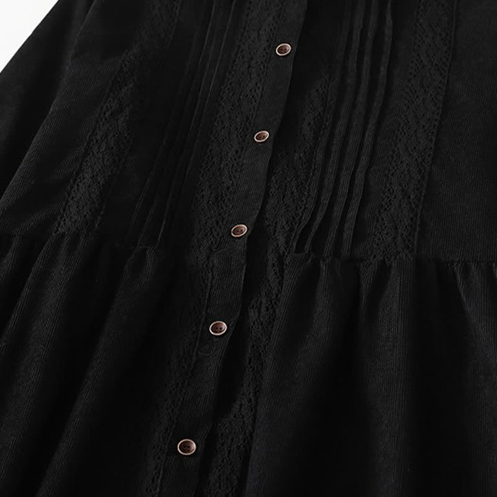 Buddha Stones Robe longue à manches longues pour femme, style Tang vintage, boutonnée, plissée et unie, avec poche, idéale pour le printemps et l'automne. - image 16