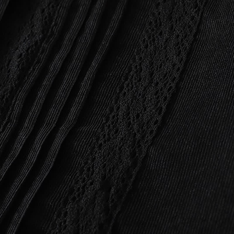 Buddha Stones Robe longue à manches longues pour femme, style Tang vintage, boutonnée, plissée et unie, avec poche, idéale pour le printemps et l'automne. - image 17