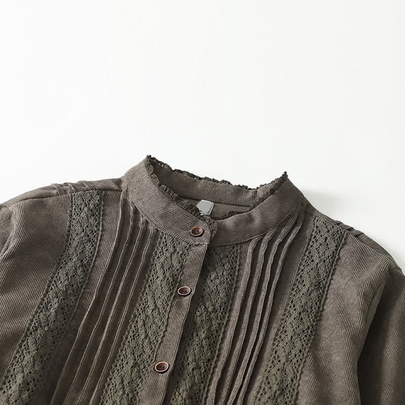 Buddha Stones Robe longue à manches longues pour femme, style Tang vintage, boutonnée, plissée et unie, avec poche, idéale pour le printemps et l'automne. - image 2