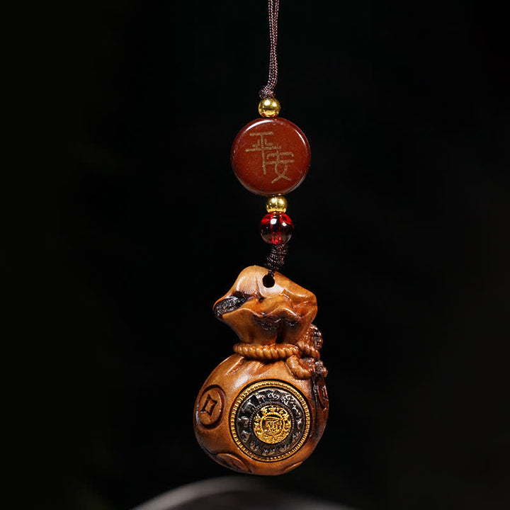 Buddha Stones Porte-monnaie en bois de jujubier frappé par la foudre, porte-clés chinois de protection et de richesse pour les pièces de monnaie - Décoration suspendue pour téléphone - image 4